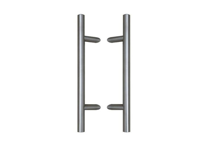 [TIR302066] Deurgreep TT45° Ø32 - inox AISI 316 gelakt RAL 9005 structuur - paar - standaardmaat - asmaat 1000 mm (lengte 1200 mm)